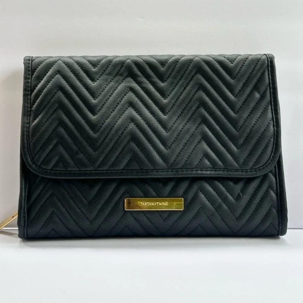 Tartan + Twine Black Quilted Cosmetic Bag